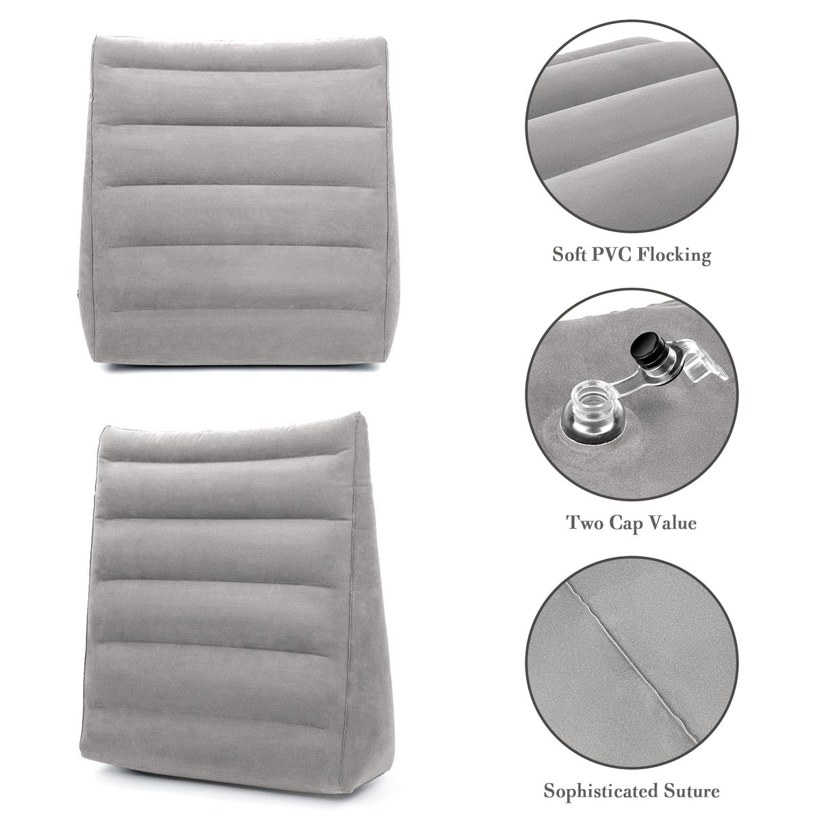 Inflatable Wedge Pillow for Sleeping, Portable Travel Wedge Pillow for Sitting in Bed, Inflatable Wedge Pillows for Travel, Blow Up Wedge Pillow Under Knee Pillow