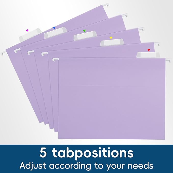 Hanging File Folders, 25 Pack Letter Size File Folders with 1/5-cut Tabs, Office Essentials for Filing Cabinet & Desk Storage