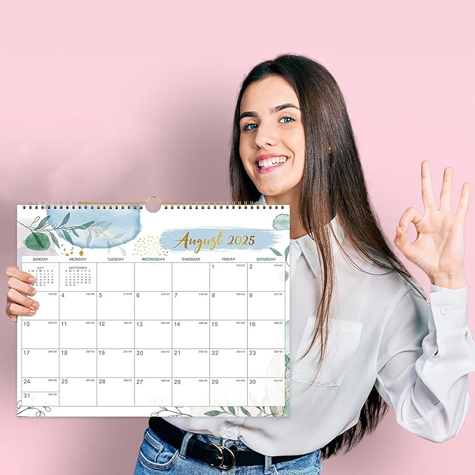 Wall Calendar 2025-2026 – Calendar 2025-2026, 11.5 x 15 In, July 2025 - December 2026, 18 Monthly Calendar, Large Block with Julian Dates, Thick Paper, Holidays, Hanging Hook, Twin-wire Binding