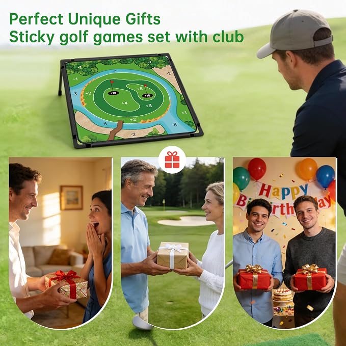 Golf Chipping Game - Portable Golf Practice Set for Indoor & Outdoor Lawn Play! Enjoy Backyard, Beach & Office Parties - Fantastic Golf Gifts for Men+ 2Golf Clubs-2 Pack