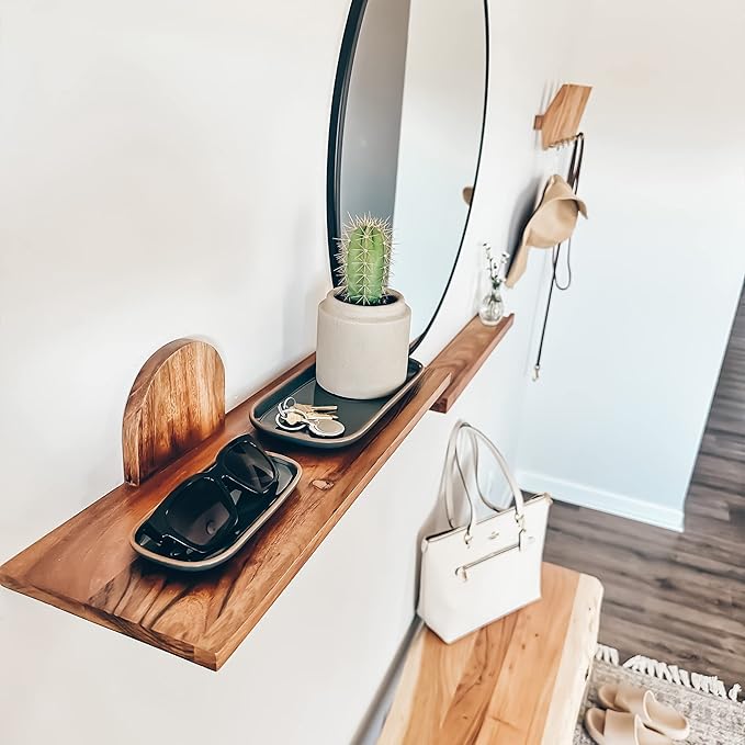 Mora Ceramic Decorative Tray - Rectangle 10in Dish for Jewelry, Soap Dispenser, Perfume, Makeup, Accessories, Candle, in The Bathroom Vanity, Bedside, or Kitchen Counter. Cute Organizers - Black