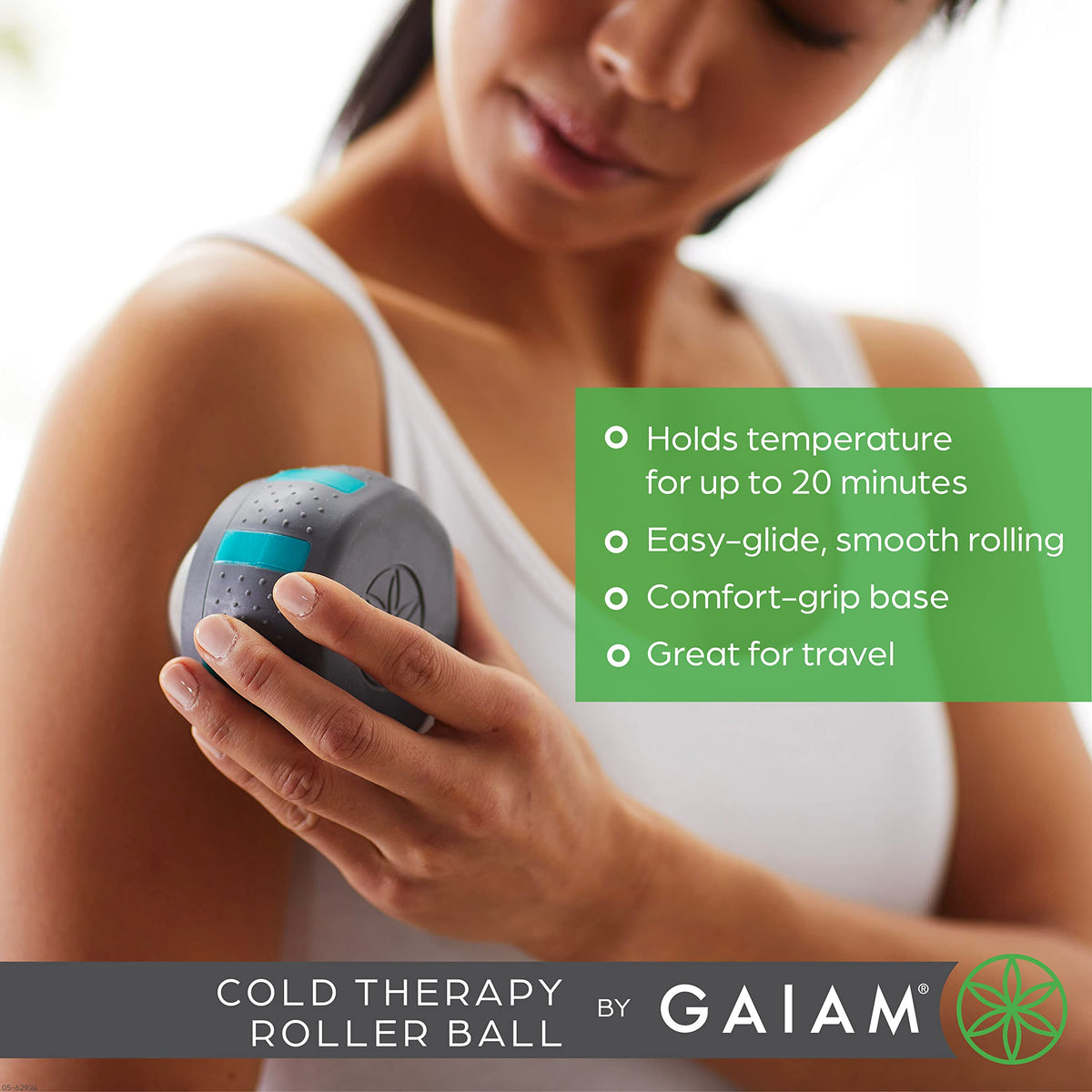 Gaiam Restore Rolling Massager (Cold Therapy), Ergonomic 360° Easy-Glide Muscle Roller for Full Body Relief, Travel-Friendly Design, Massage Tool to Help with Sore Muscles and Post-Workout Recovery