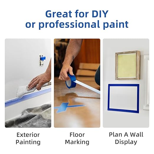 Painters Tape,1 in.W X 60 yd,4 Rolls (240yds),Blue Masking Tape for Walls,Paint