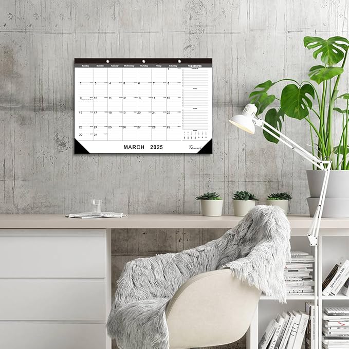 TOWWI 2025-2026 Desk Calendar, 17"x12" Desktop Monthly Calenda for Home, Office, Family with To-do List, Ruled Blocks, Corner Protectors