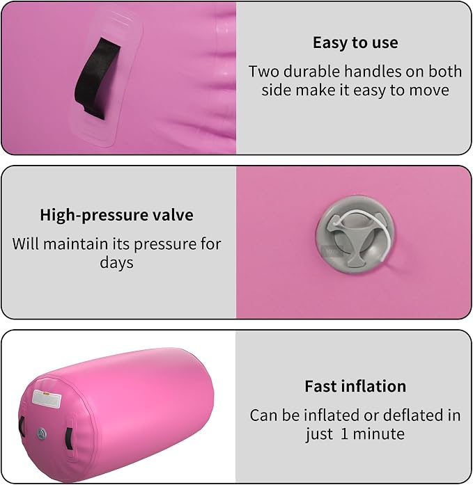 Gymnastics Mat,Air Roller Gymnastics Barrel,Gymnastics Tumble Track Air Track Tumbling Mat for Home Training/ Cheerleading/Gym/Training/Yoga/Beach/Water/Park Outdoor Use with Electric Air Pump 