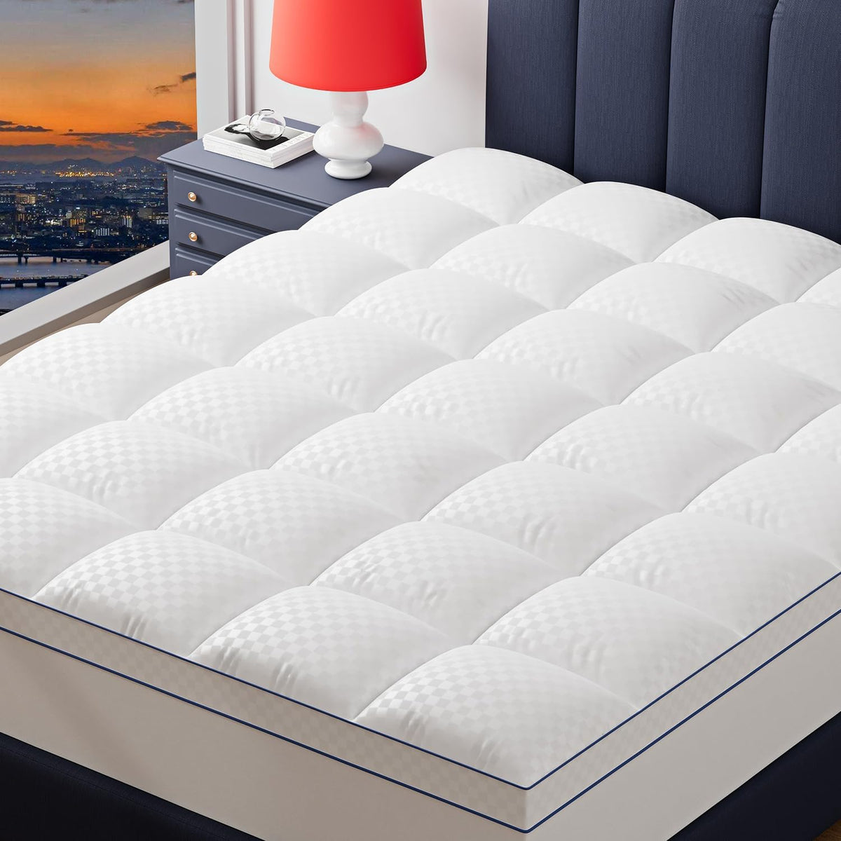 Mattress Topper Twin XL Mattress Pad Cover Mattress Protector with 8-21 Inch Deep Pocket Overfilled Down Alternative Filling