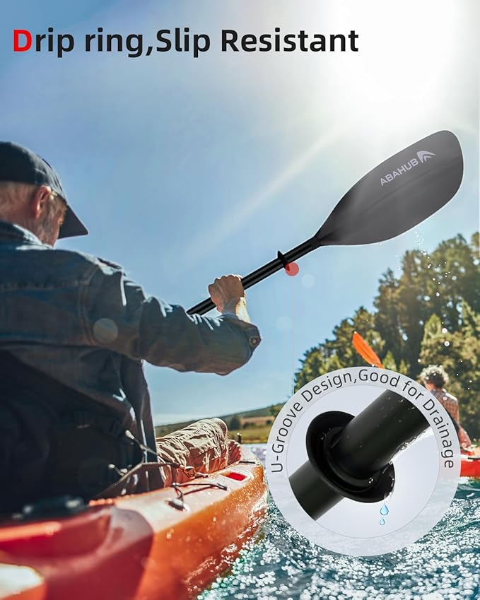 Abahub Adjustable Kayak Paddle 210-230 cm/ 230-250 cm Floating Kayaking Oars Boating Oars Canoeing Oars Black