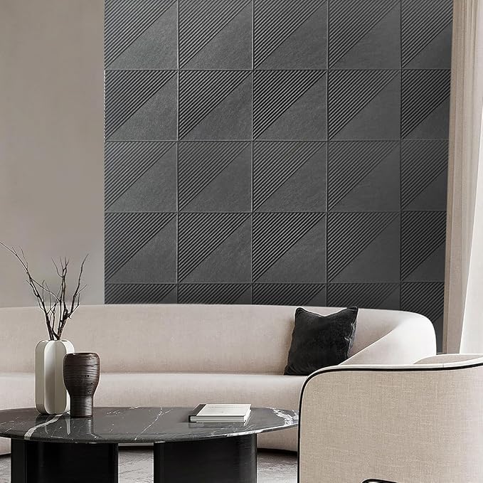 Large Cork Board for Walls 48"x 36", 12 Pack Felt Wall Tiles with Safe Removable Adhesive Tabs, Cork Board for Office,Pinboard Bulletin Board - Dark Gray