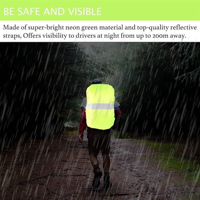 Frelaxy Hi-Visibility Backpack Rain Cover with Reflective Strip 100% Waterproof Ultralight Backpack Cover, Storage Pouch, Anti-Slip Cross Buckle Strap, for Hiking, Camping, Biking, Outdoor, Traveling