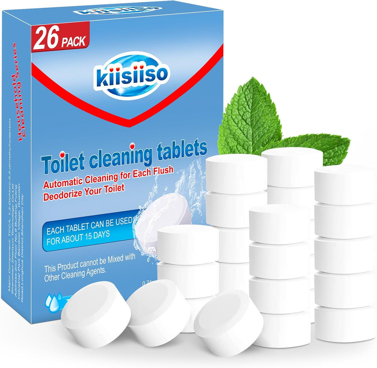 KIISIISO Toilet Bowl Cleaners 26 PACK, Automatic Toilet Bowl Cleaner Tablets for Deodorizing & Descaling, Long-Lasting Cleaning Tablets for Toilet Tank Against Tough Stains