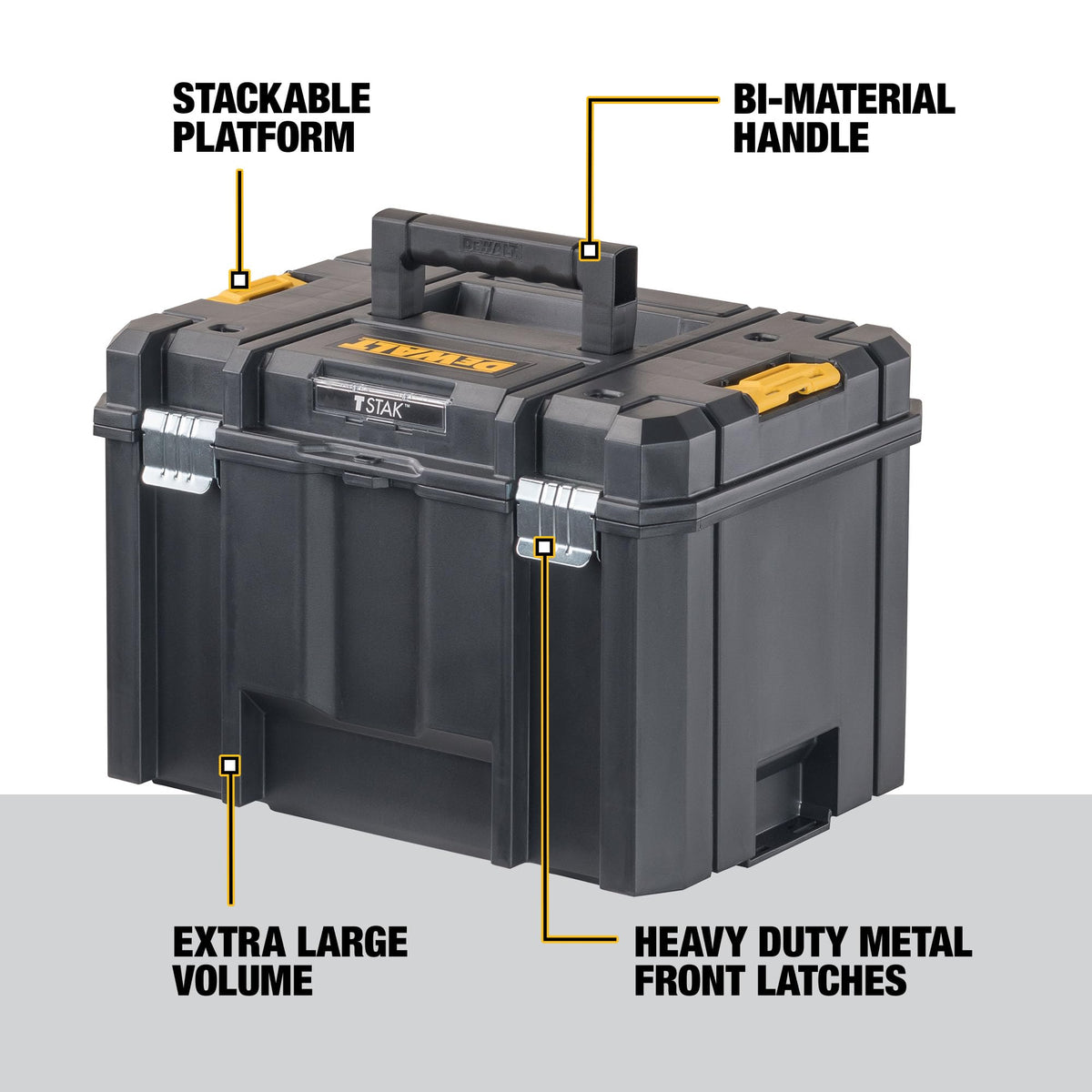 DEWALT TSTAK Tool Box, Extra Large Design, Removable Tray for Easy Access to Tools, Water and Debris Resistant (DWST17806)