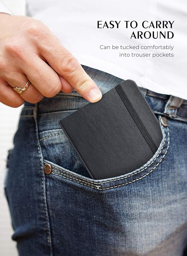AISBUGUR Pocket Notebook, Small Notebook, 2-Pack Total 320 Pages,3.7" x 5.7" Pocket Notebook (8 Pack, 8 Pack Black)
