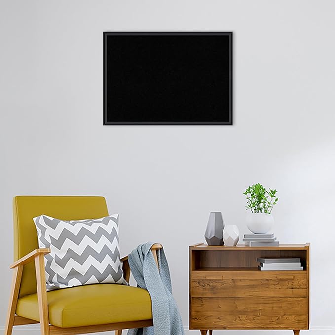 Amanti Art Black Cork Board for Wall, 21x29 Vision Board with Black Wood Frame, Medium Corkboard Office Decor for Home Organization, Modern Corkboard Pinboard to Display Items for Home Organization