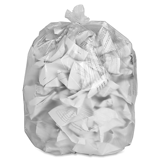 Genuine Joe GJO01757 High-Density Trash Can Liner, 33 Gallon Capacity, 40" Length x 33" Width x 0.43 mil Thickness, Clear (Case of 500)