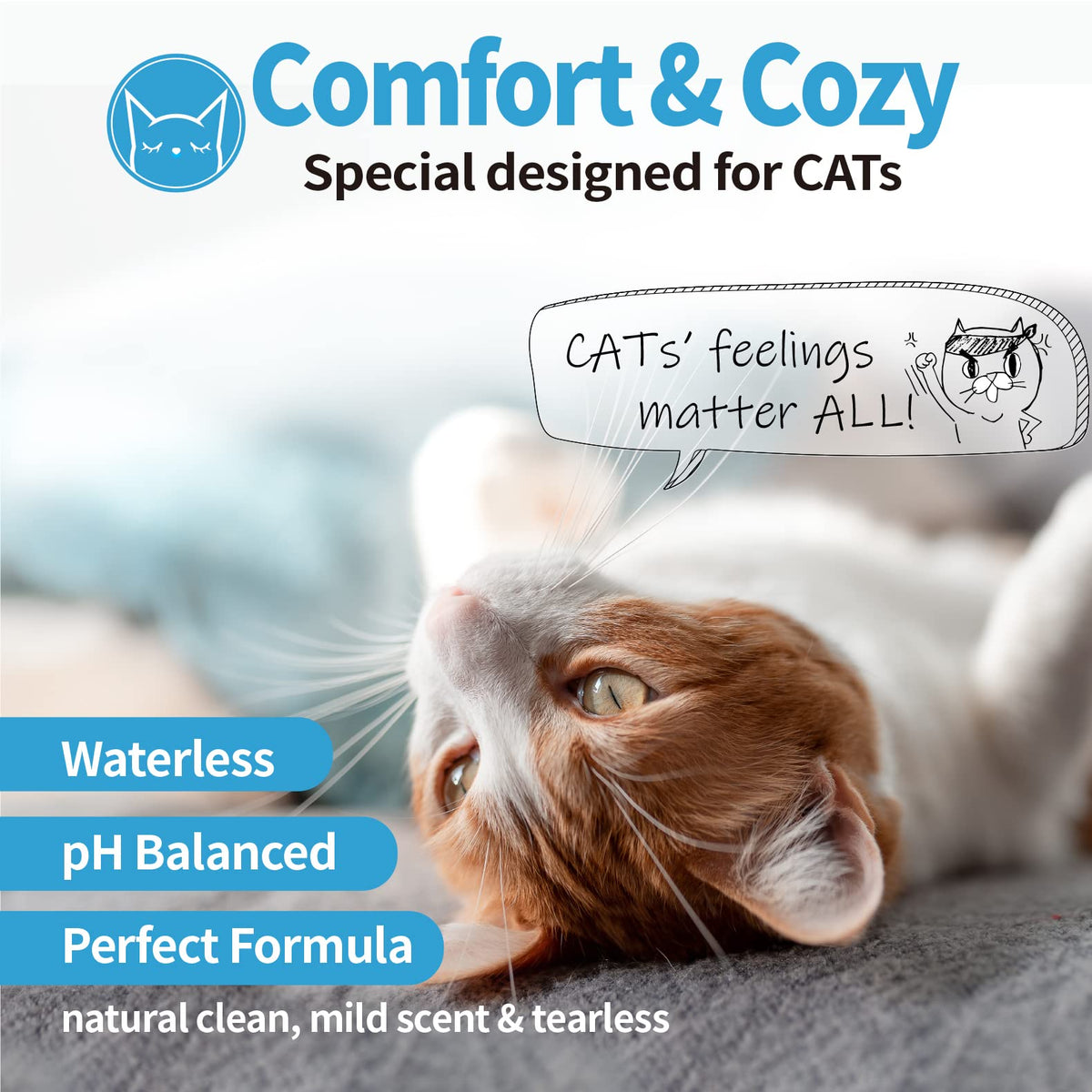 Mooncat Waterless Shampoo & Brush Kit for Longhair Cats | Complete Grooming System for Detangling, Deshedding & Matted Fur | Licking Safe No-Rinse Foam with Gentle Silicone Massager - Made in Taiwan