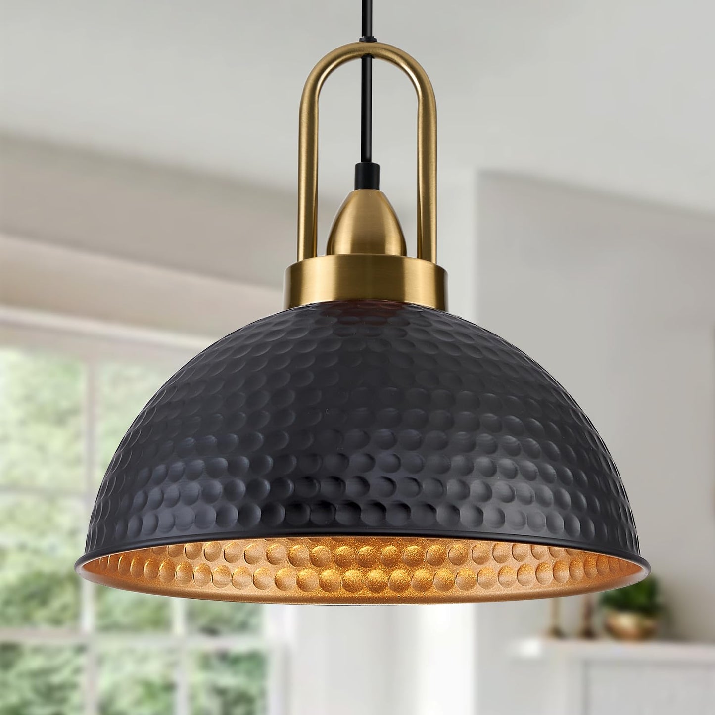 ALAISLYC Black Pendant Lights Kitchen Island Industrial Adjustable Height Vintage Farmhouse Dome Hanging Light Fixtures for Barn, Dining Room 3 Packs