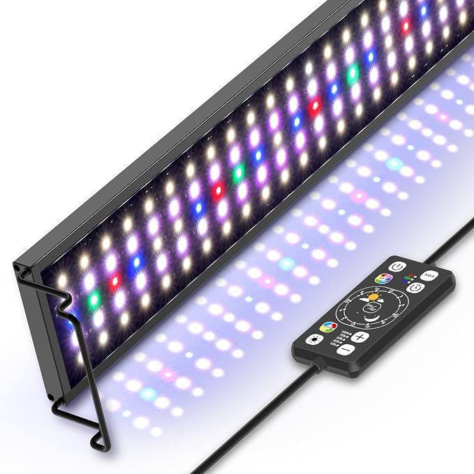 hygger Aquarium LED Light Fish Tank Full Spectrum Lighting with 24/7 Day-Night Cycle Mode & Auto On/Off Timer, Adjustable Brightness, 7 Colors Options, Extendable Bracket for 18~24inch