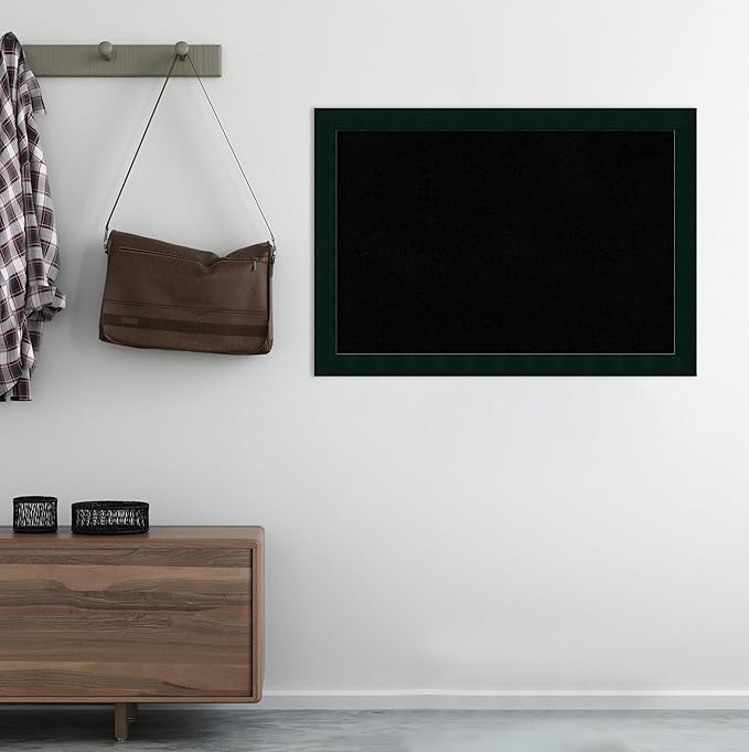 Amanti Art Black Cork Board for Wall, 28x40 Vision Board with Black Wood Frame, Large Corkboard Office Decor for Home Organization, Modern Corkboard Pinboard to Display Items for Home Organization in