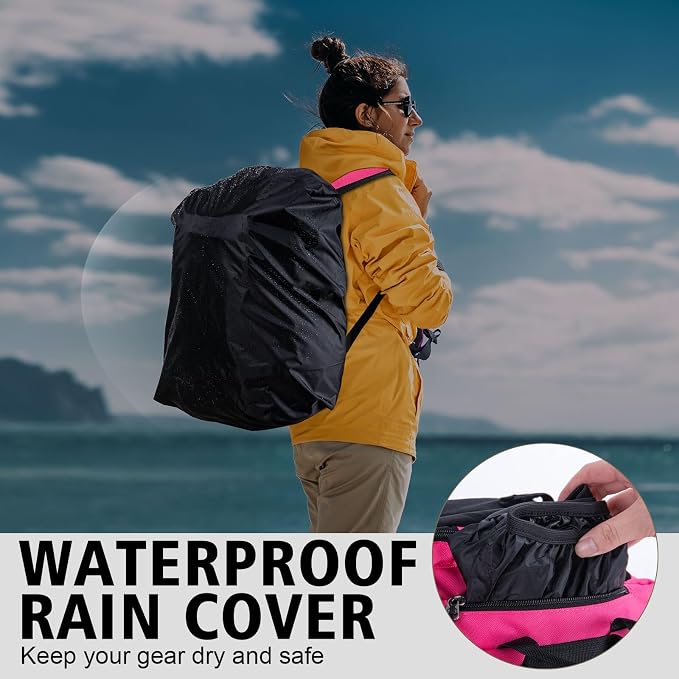 Goture Fishing Backpack, 900D Water-Resistant Tackle Backpack with Rod Holders, 45L Large Fishing Bag Storage Gear Tackle Bag with 8 Lure Pockets, Rain Cover for Camping Hiking(Without Tackle Box)