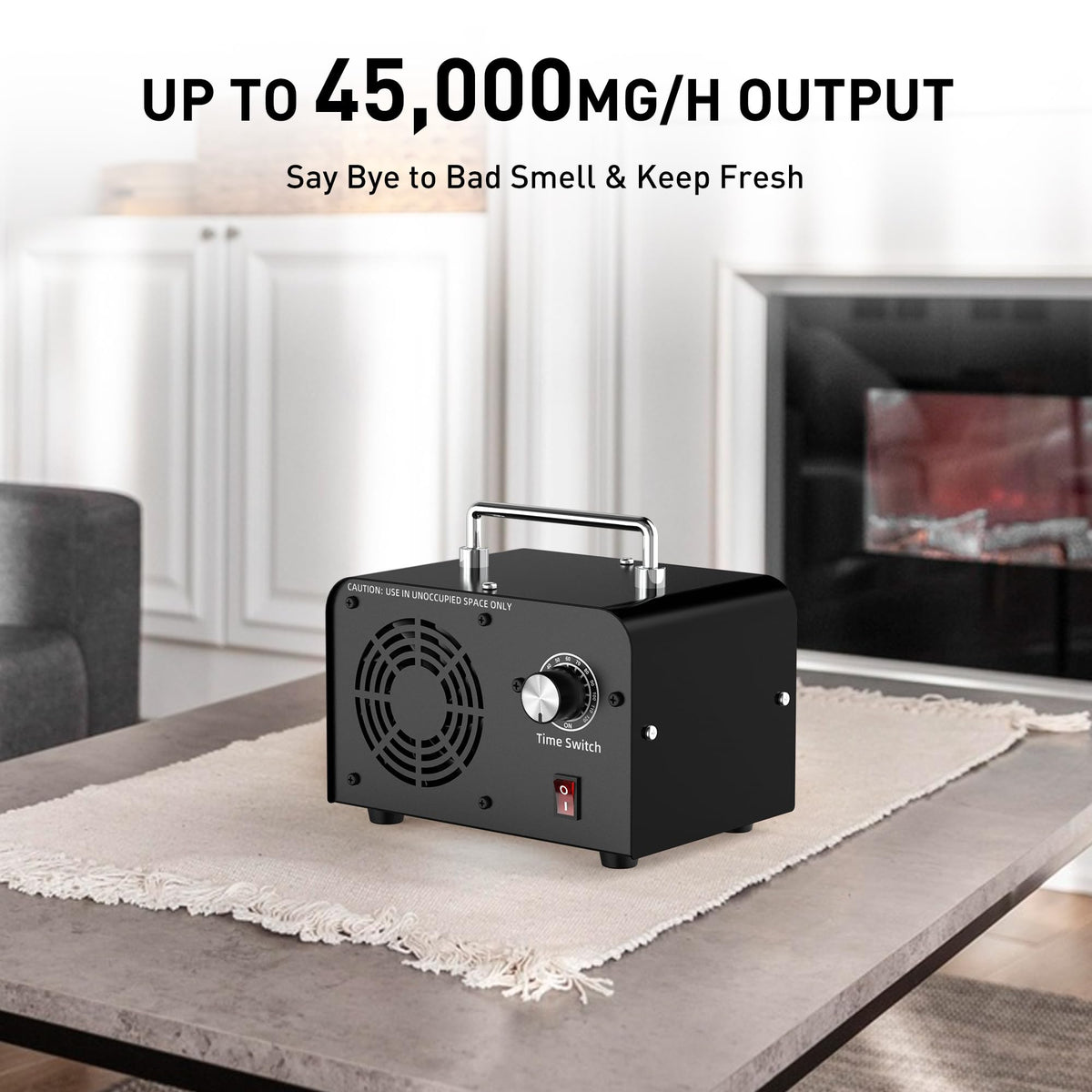 AIIKEE Commercial Ozone Machine 45,000mg/h, Industrial High Capacity of Multipurpose Ozone Purifier with Carry Handle for Home, Bar, Farm and Restaurant Black