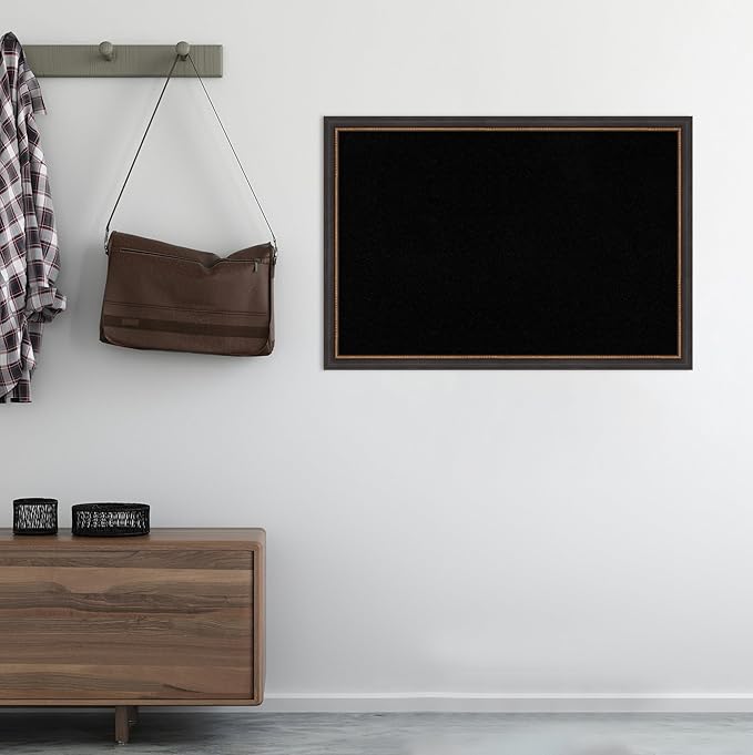 Amanti Art Black Cork Board for Wall, 27x39 Vision Board with Black Wood Frame, Large Corkboard Office Decor for Home Organization, Traditional Corkboard Pinboard to Display Items for Home