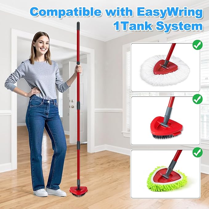 Mop Handle Replacement for Ocedar, 4 Section 30" to 58" Extendable Length Mop Handle for Ocedar Spin Mop Refills and Brooms, Mop Stick for OCedar Floor Cleaning, American Threaded Joint