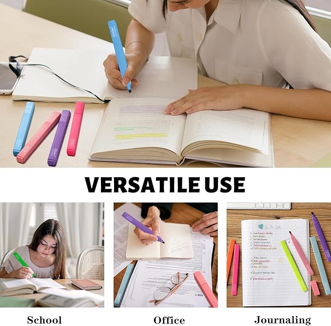 Vitoler Highlighters Assorted Colors,8pcs Chisel Tip Cute Highlighters, Cute High lighters No Bleed for School Office Supplies