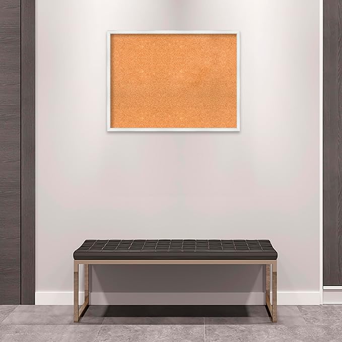 Amanti Art Natural Cork Board for Wall, 25x33 Vision Board with White Frame, Large Corkboard Office Decor for Home Organization, Country Rustic Corkboard Pinboard to Display Items for Home