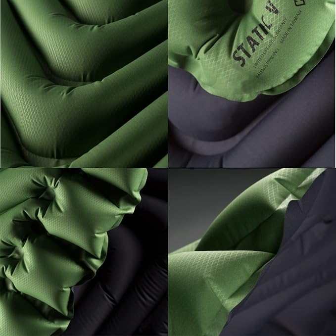 KLYMIT Static V Lightweight Inflatable Sleeping Pad | Comfortable, Lightweight, Easy to Inflate Portable Air Bed Mattress for Camping, Backpacking and Hiking — Green
