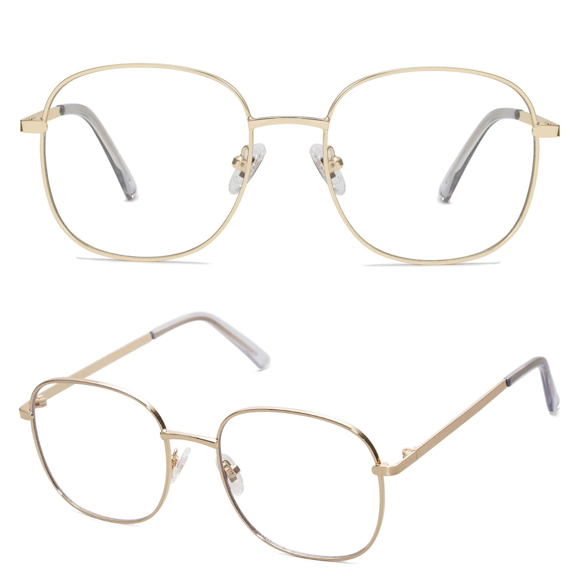 SOJOS Classic Square Blue Light Blocking Glasses for Women Men Stylish Computer Glasses SJ1137, Gold Frame/Anti-Blue Light Lens