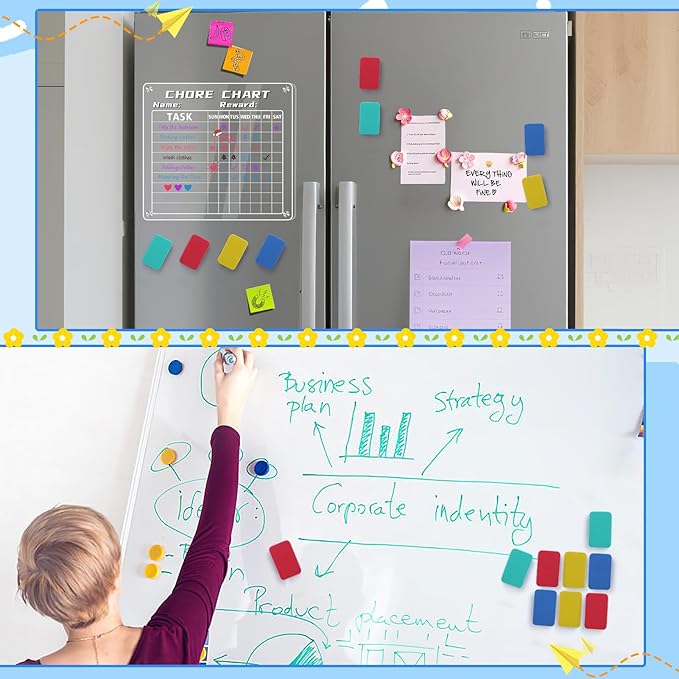 24 pcs Strong Magnetic Whiteboard Eraser - Mini Dry Erase Erasers, Small Chalkboard Cleansers Wiper for Kids Teachers Classroom Must Haves School Supply Home Office, Rectangle