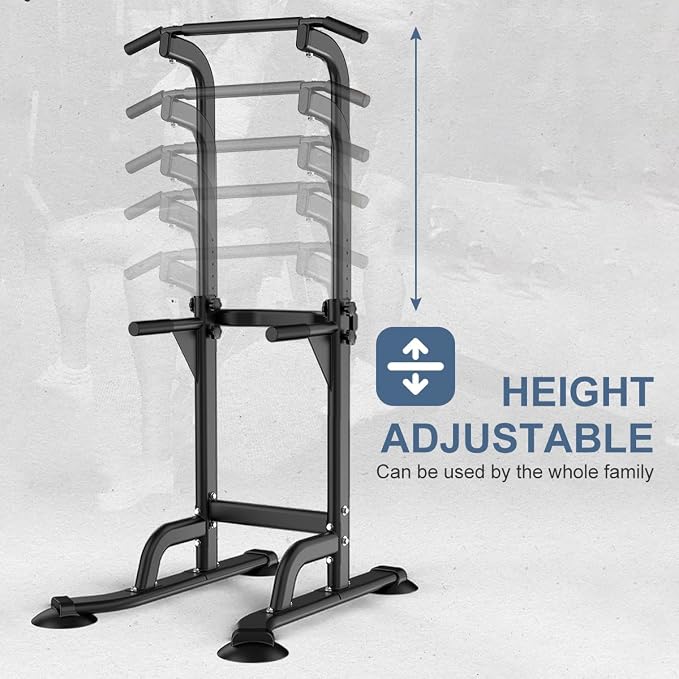 Power Tower Pull Up & Dip Station Multi-Function Home Strength Training Fitness Workout Station Height Adjustable