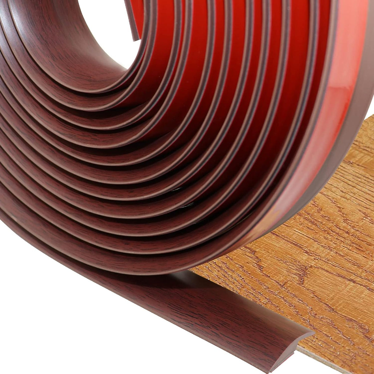 Floor Transition Strip Self Adhesive Carpet & Flooring Transitions Edging Trim Strip PVC Threshold Transitions Suitable for Threshold Height Less Than 5mm (20Ft, Wood Grain Coffee)