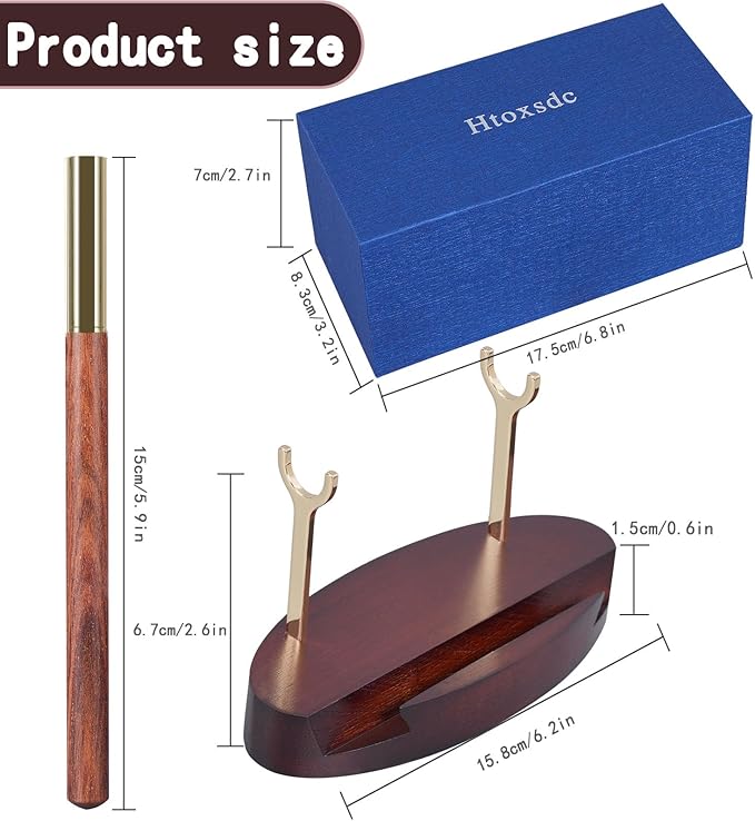 Pen Holder Desk Organizers and Accessories Desk Decor ,Exquisite Wooden Pen Holder ,with a Cool Pen and Two Refills for Office and Home (Style C)