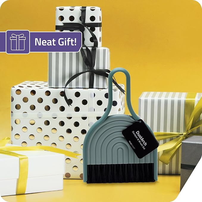 Peleg Design DustArch - Mini Dustpan and Brush Set, Small Dustpan and Broom with Modern Charm, Handheld Broom and Dustpan Set for Home, Office & Travel