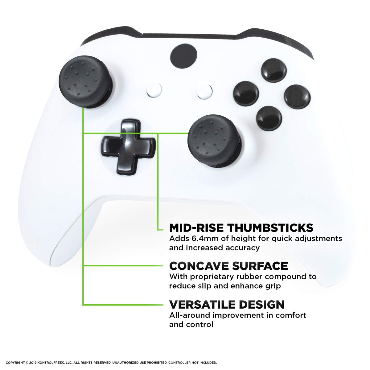 KontrolFreek FPS Freek CQC for Xbox One Controller | Performance Thumbsticks | 2 Mid-Rise Concave | Black