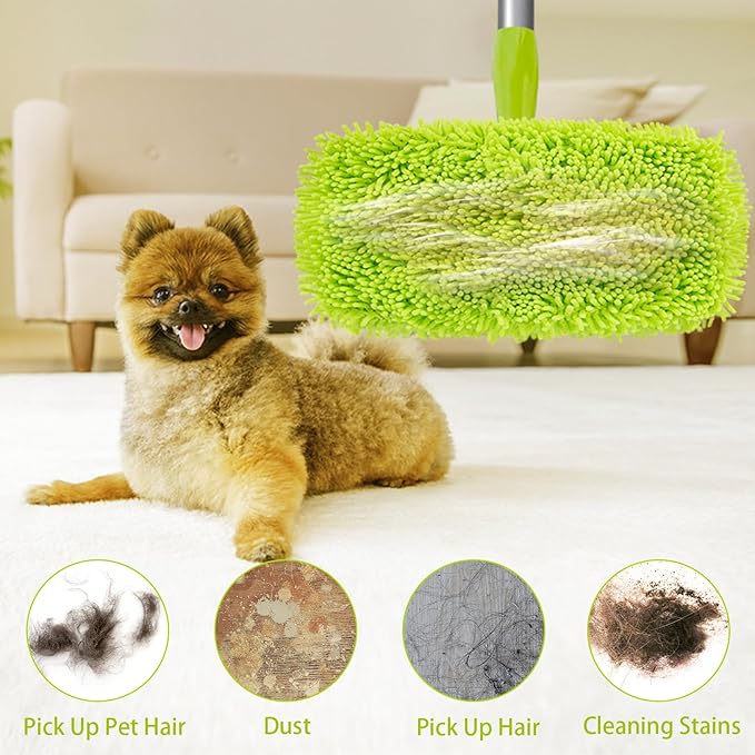 Reusable Dry Sweeping Cloths Microfiber Wet Mop Pads Compatible with Swiffer Sweeper Mop Replacement Sweeping Mopping pad Refills for Hardwood Surface Floor Cleaning (4PCS)