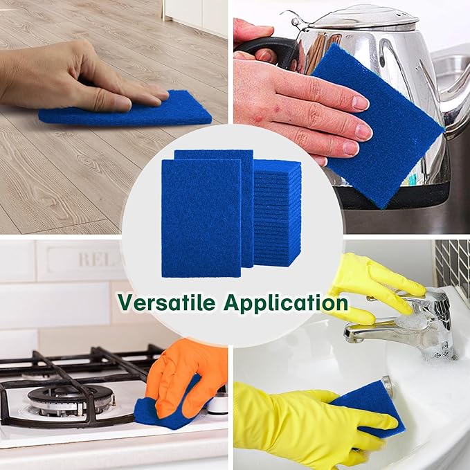 40 Pcs Scouring Pads,Heavy Duty Scour Pads,Blue Dish Scrubber Pads,Non Scratch Scrubbing Pads,Reusable Household Scrub Pads for Dishes Kitchen Scrubbers & Metal Grills,4x6in