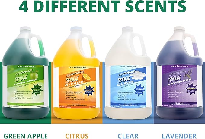 All Purpose Cleaner Concentrate - Advanage 20X The Wonder Cleaner Unscented for All Surfaces Around Bathroom, Kitchen, Oil and Grease | Multi Purpose Cleaner for Household Cleaning Solution, 128 Fl Oz
