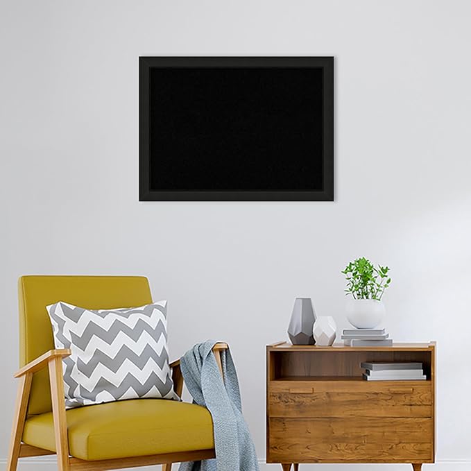 Amanti Art Black Cork Board for Wall, 23x31 Vision Board with Black Wood Frame, Medium Corkboard Office Decor for Home Organization, Casual Corkboard Pinboard to Display Items for Home Organization
