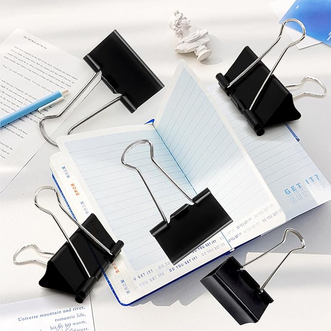 Large Binder Clips 2 Inch (72 Pack), Extra Large Binder Clips Big Paper Clamps Giant Clips for Office and Home Supplies, Black