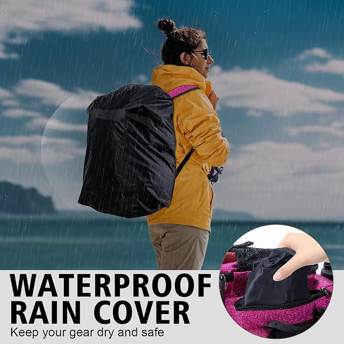 Goture Fishing Backpack, 900D Water-Resistant Tackle Backpack with Rod Holders, 45L Large Fishing Bag Storage Gear Tackle Bag with 8 Lure Pockets, Rain Cover for Camping Hiking(Without Tackle Box)