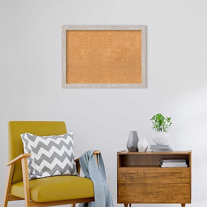 Amanti Art Natural Cork Board for Wall, 23x31 Vision Board with Silver Wood Frame, Medium Corkboard Office Decor for Home Organization, Casual Corkboard Pinboard to display items for home organization