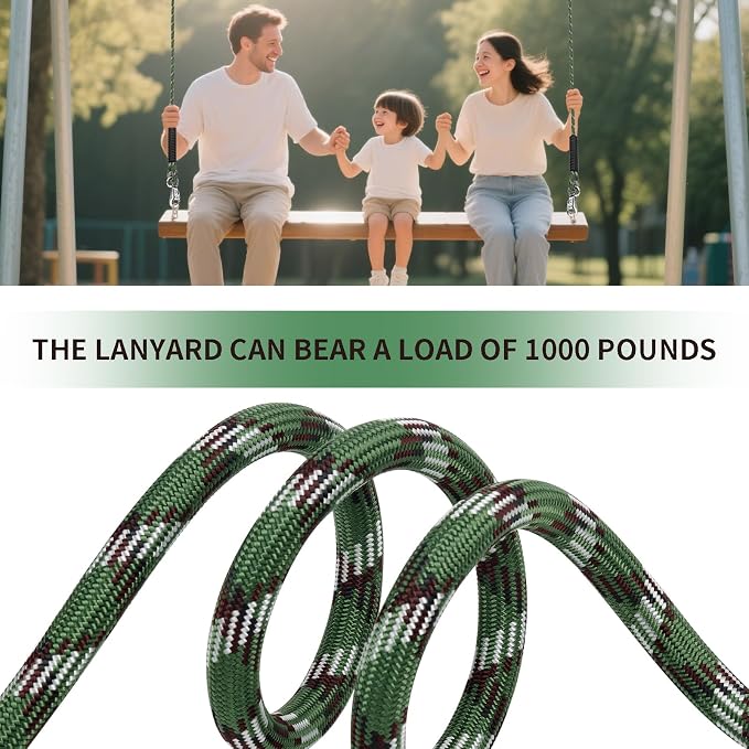 Adjustable Tree Swing Ropes Heavy Duty Hammock 7.25Ft(87"),360°Rotation Tree Swings Hanging Straps for Outdoor Swings Hammock Playground Set Accessories,2Pack of Green