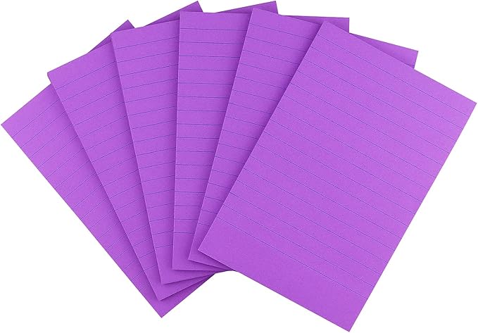 Early Buy 6 Pads Lined Sticky Notes with Lines 4x6 Self-Stick Notes Bright Color Sticky Notes, 45 Sheets/Pad (Purple)