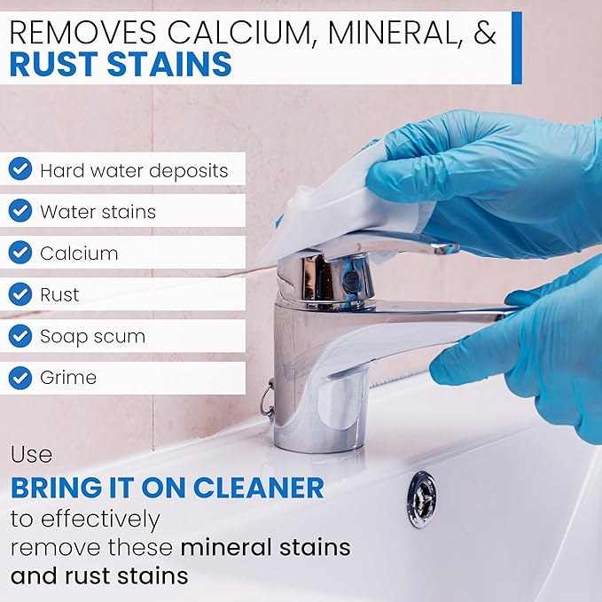 BRING IT ON! CLEANER Hard Water Stain Remover - Soap Scum, Calcium, Lime Scale, Remover for Shower Door, Tile, Glass, Fiberglass, Bathroom, Sink, Stone, Door 32 Ounce