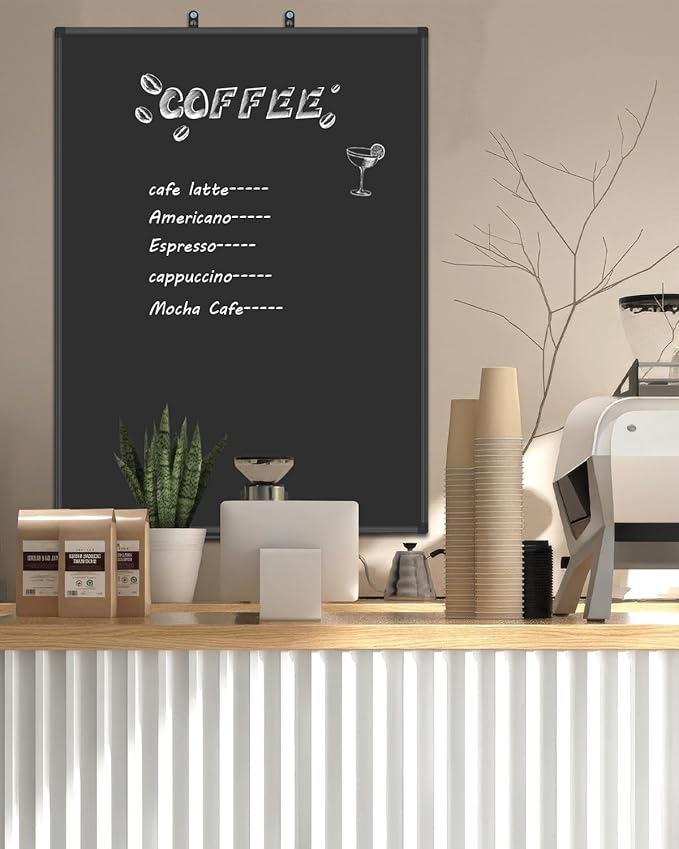 XBoard Magnetic Chalkboard 48 x 31 inch Chalk Board/Black Board, Black Aluminium Frame, Display Collections