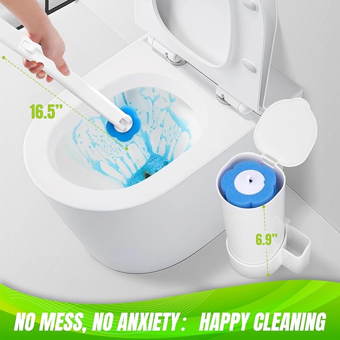 KOKL Disposable Toilet Bowl Wand Refills, Toilet Refill Pads, Disposable Toilet Brush Heads for Bathroom Cleaning, 48 Count