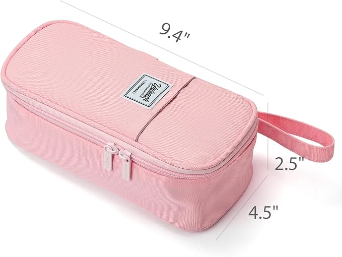 Pencil Case Pouch Box Bag School Supplies Girls Boys Kids, Cute Preppy Stuff Large Big Capacity Aesthetic Pen Organizer, Back to College Stationary, Pink, Classic Stlye, 1800ml