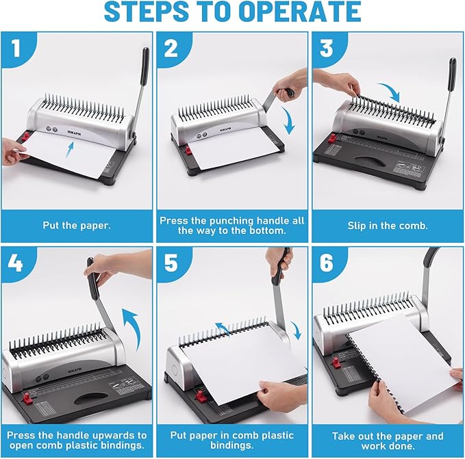 Binding Machine,Book Binder Machine 21-Holes, 450 Sheets,Comb Binding Machine with Starter Kit 100 PCS 3/8'' Comb Binding Spines,Spiral Binding Machine for Letter Size, A4, A5 or Smaller Sizes